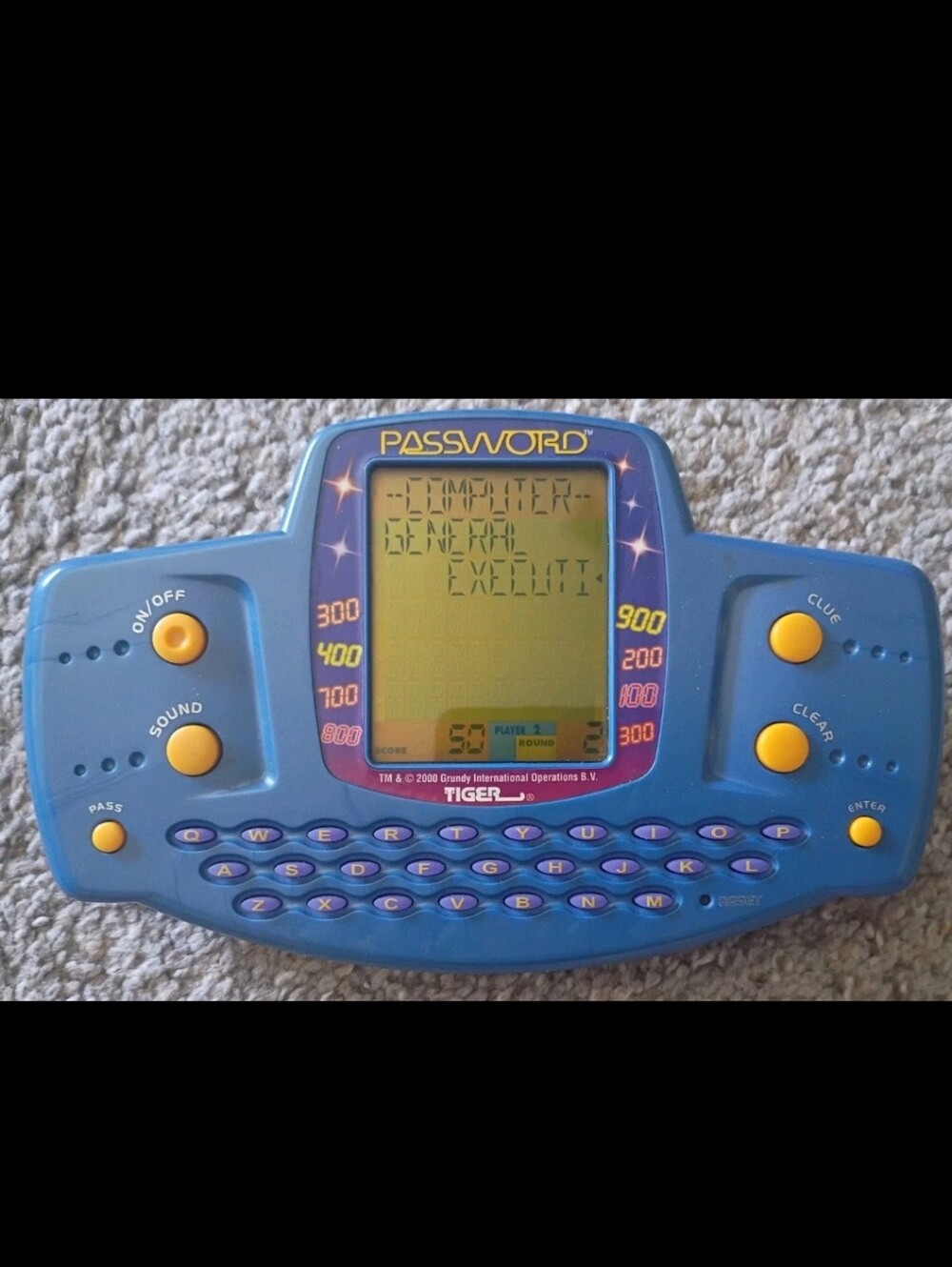 Tiger Password Electronic Handheld Game 2000-Works Great